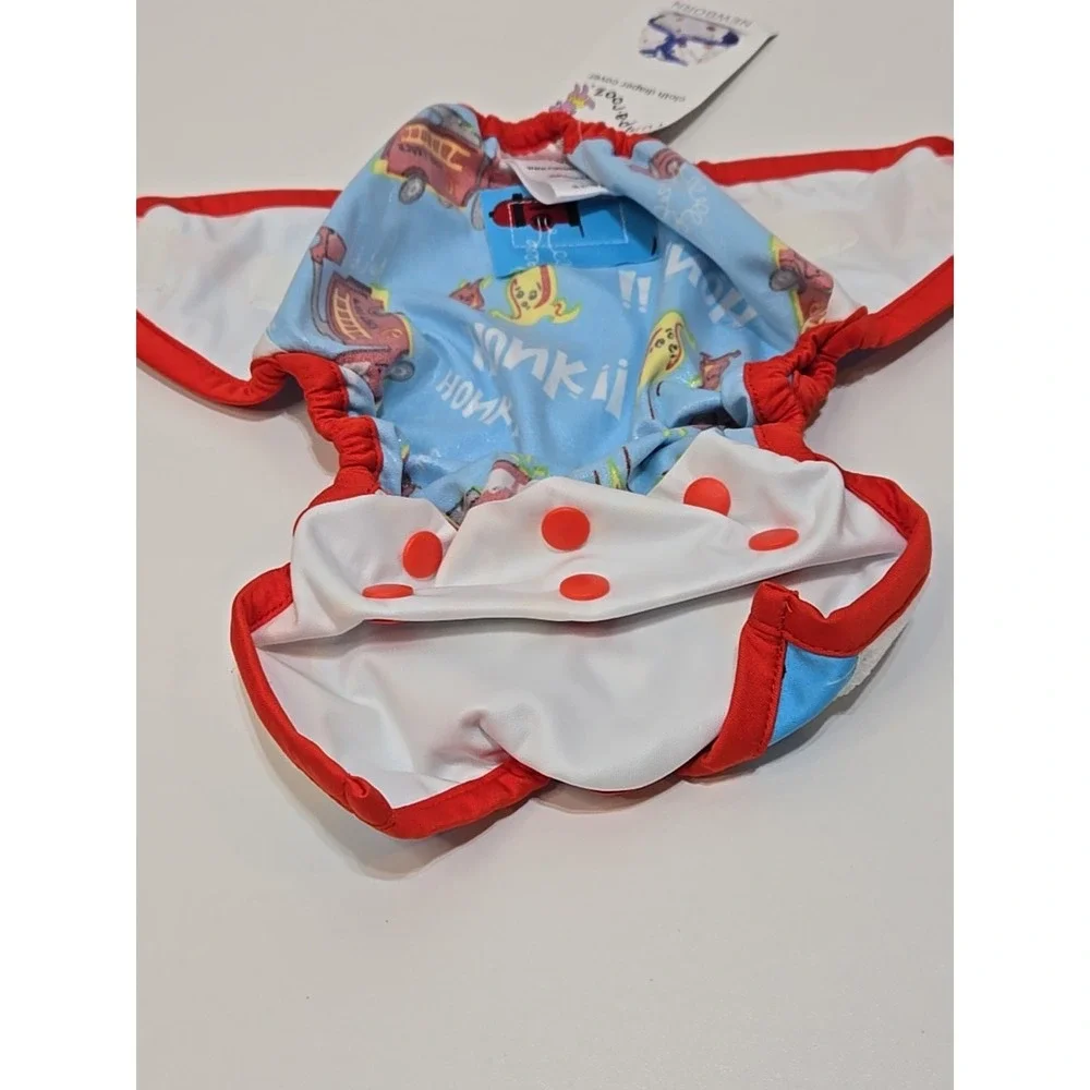 Kangacare Cloth Diaper Covers: Newborn (Quantity 2) Firetruck Red Blue NEW